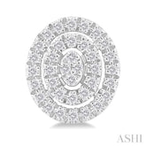 1/5 ctw Double Halo Oval Shape Petite Round Cut Diamond Fashion Stud Earring in 10K White Gold